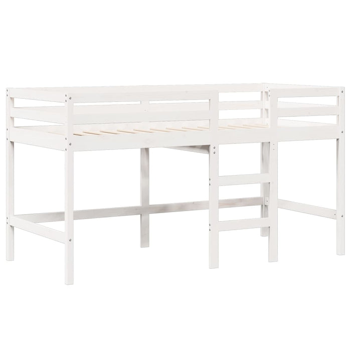 Letto a Soppalco con Tetto Bianco 80x200 cm in Legno di Pino
