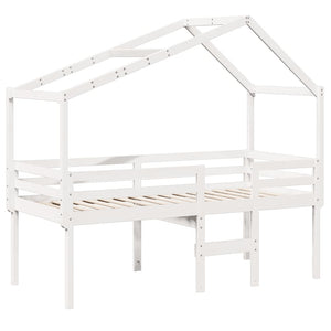 Letto a Soppalco con Tetto Bianco 90x190 cm in Legno di Pino 3282059