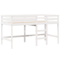 Letto Soppalco con Scala e Tetto Bianco 90x200 cm Massello Pino