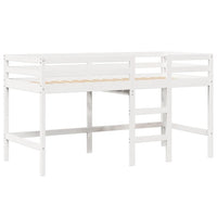Letto Soppalco con Scala e Tetto Bianco 90x190 cm Massello Pino 3282069