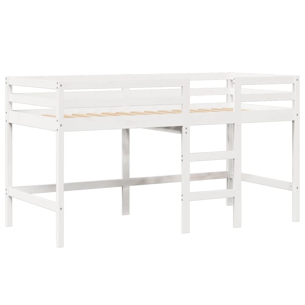 vidaXL Letto Soppalco con Scala e Tetto Bianco 90x190 cm Massello Pino