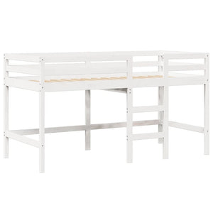 vidaXL Letto Soppalco con Scala e Tetto Bianco 90x190 cm Massello Pino
