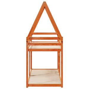 Letto a Castello con Tetto Cera 80x200 cm Legno Massello Pino 3282083