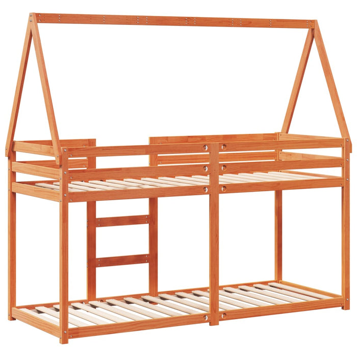 vidaXL Letto a Castello con Tetto Cera 80x200 cm Legno Massello Pino