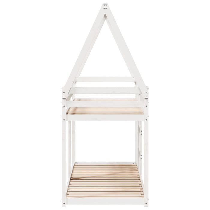 Letto a Castello senza Materasso-Struttura Letto a Castello Bianco 90x190cm Massello Pino 498504