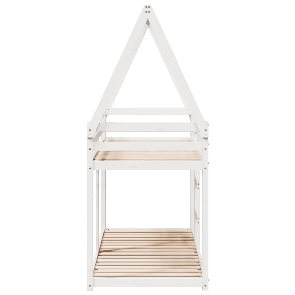 Letto a Castello con Tetto Bianco 75x190 cm Legno Massello Pino