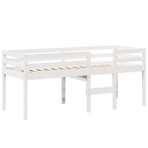 Letto a Soppalco con Tetto Bianco 80x200 cm in Legno di Pino