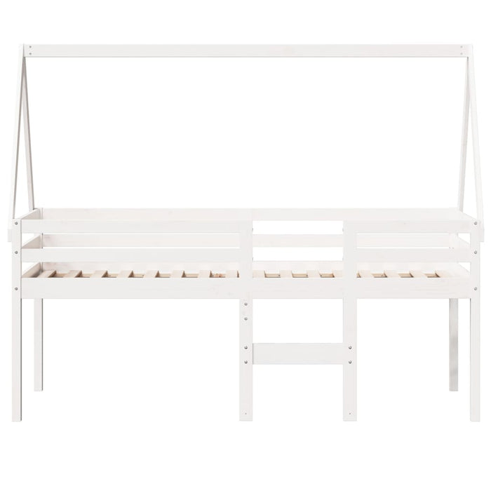 Letto a Soppalco con Tetto Bianco 75x190 cm in Legno di Pino 3282102
