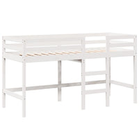 Letto Soppalco con Scala e Tetto Bianco 90x190 cm Massello Pino