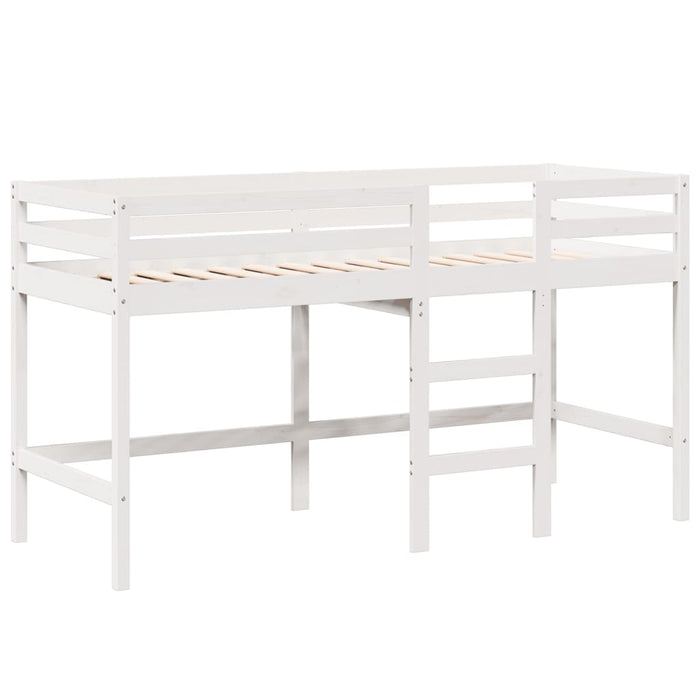 Letto Soppalco con Scala e Tetto Bianco 90x190 cm Massello Pino