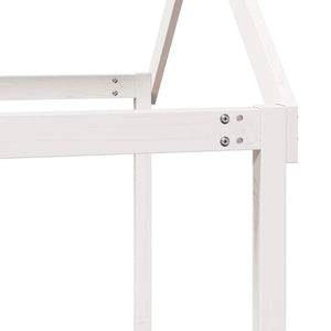 Letto a Castello con Tetto Bianco 90x200 cm in Legno di Pino