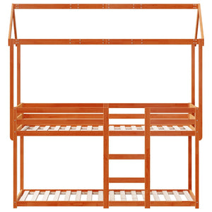 Letto a Castello con Tetto Cera 90x200 cm Legno Massello Pino