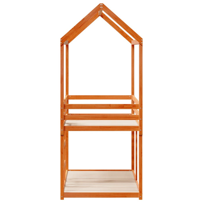 Letto a Castello con Tetto Cera 90x200 cm Legno Massello Pino