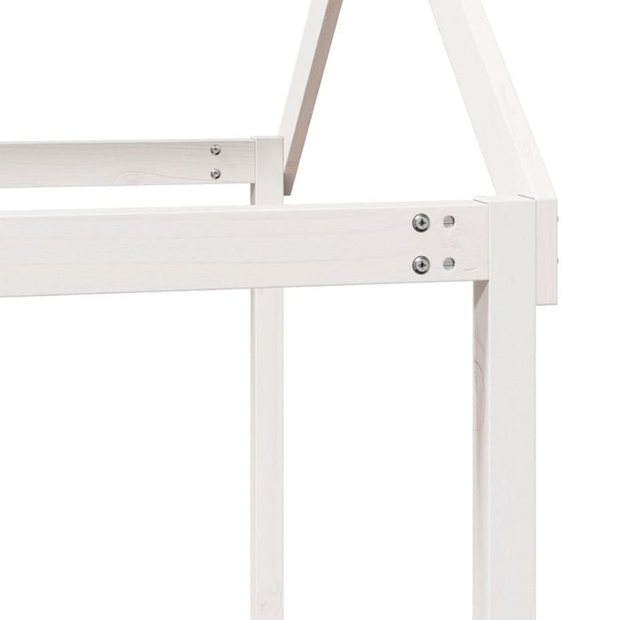 Letto a Castello con Tetto Bianco 80x200 cm Legno Massello Pino