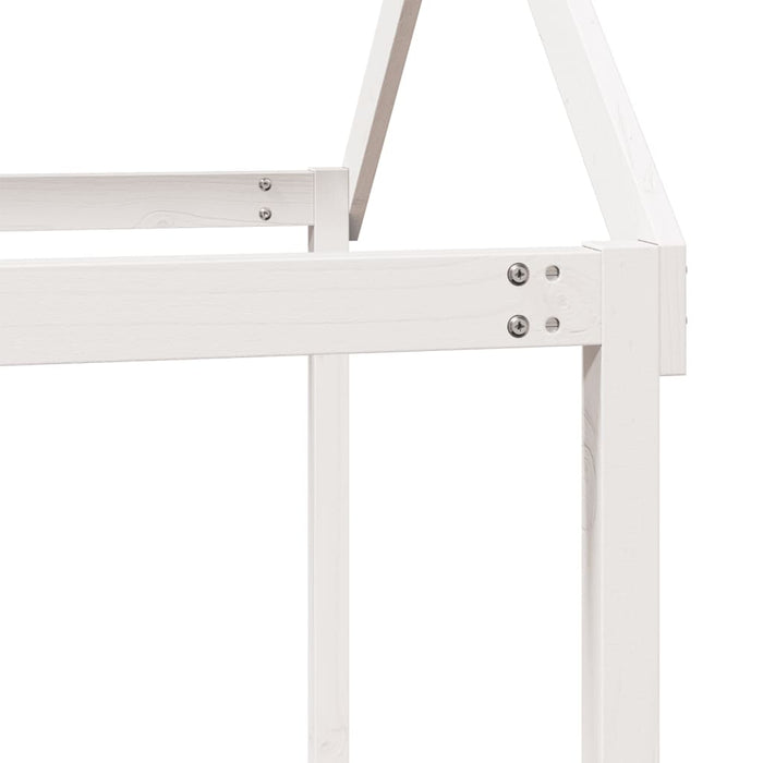 Letto a Castello con Tetto Bianco 75x190 cm Legno Massello Pino