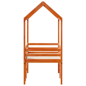 Letto a Soppalco con Tetto Marrone Cera 90x200 cm Legno di Pino