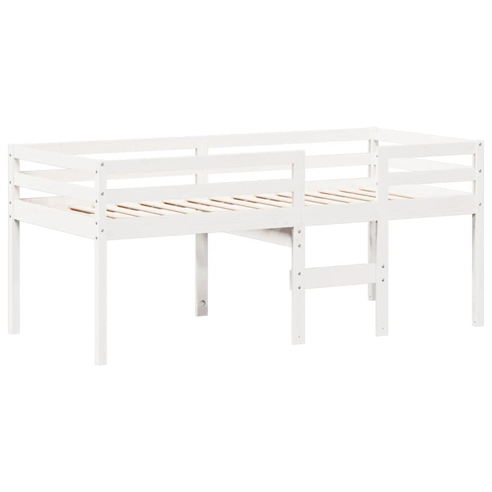 Letto a Soppalco con Tetto Bianco 80x200 cm in Legno di Pino