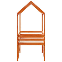 Letto a Soppalco con Tetto Cera 80x200 cm in Legno di Pino