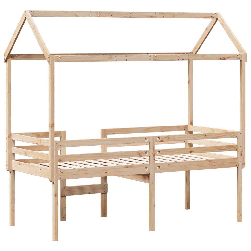 vidaXL Letto a Soppalco con Tetto 90x190 cm Legno Massello di Pino