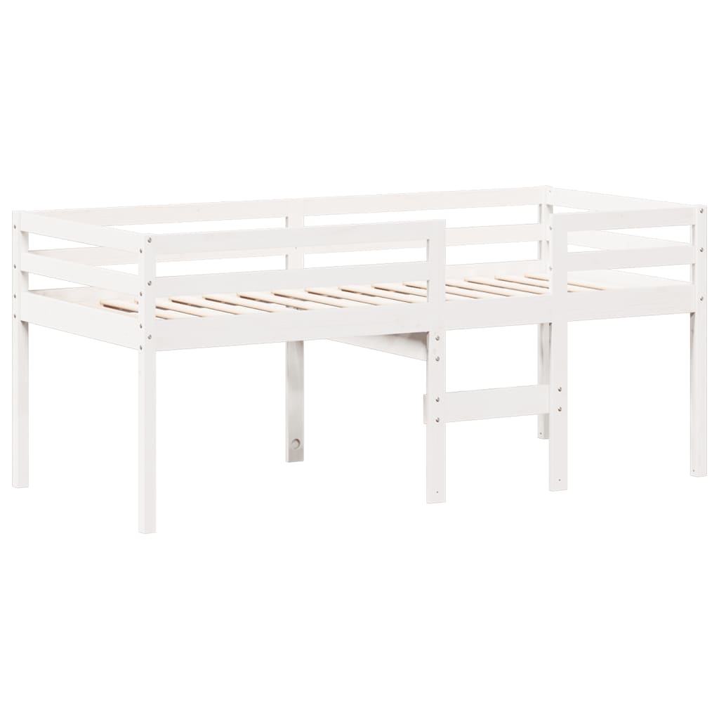 Letto a Soppalco con Tetto Bianco 90x190 cm in Legno di Pino