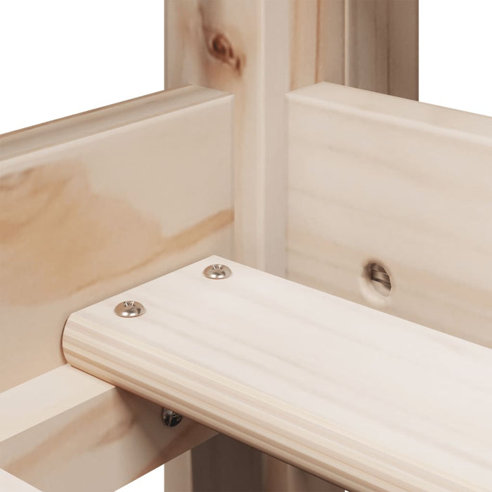 Letto Soppalco con Scala e Tetto 90x190 cm Legno Massello Pino 3282148