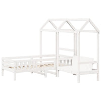 Giroletto con Panca e Tetto Bianco 90x200 cm in Legno di Pino