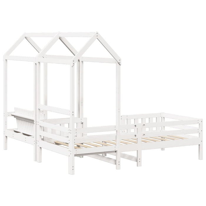 Giroletto con Panca e Tetto Bianco 90x200 cm in Legno di Pino 3282175