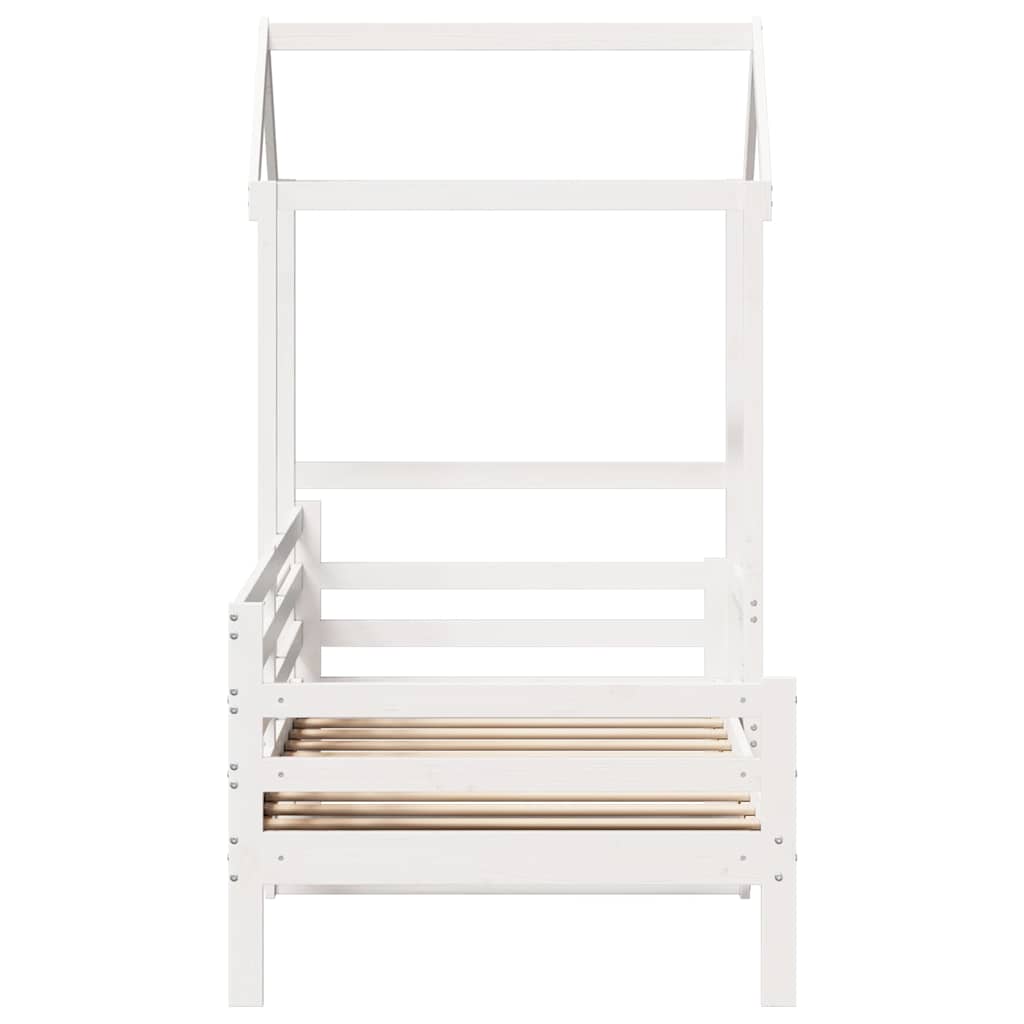 Dormeuse con Tetto 90x190 cm Bianco in Legno Massello di Pino 3282199