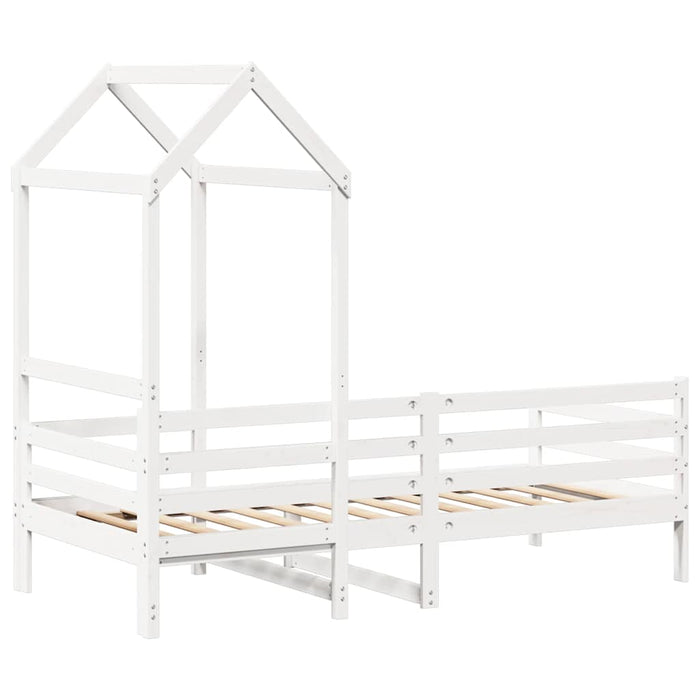 Dormeuse con Tetto 90x190 cm Bianco in Legno Massello di Pino 3282199