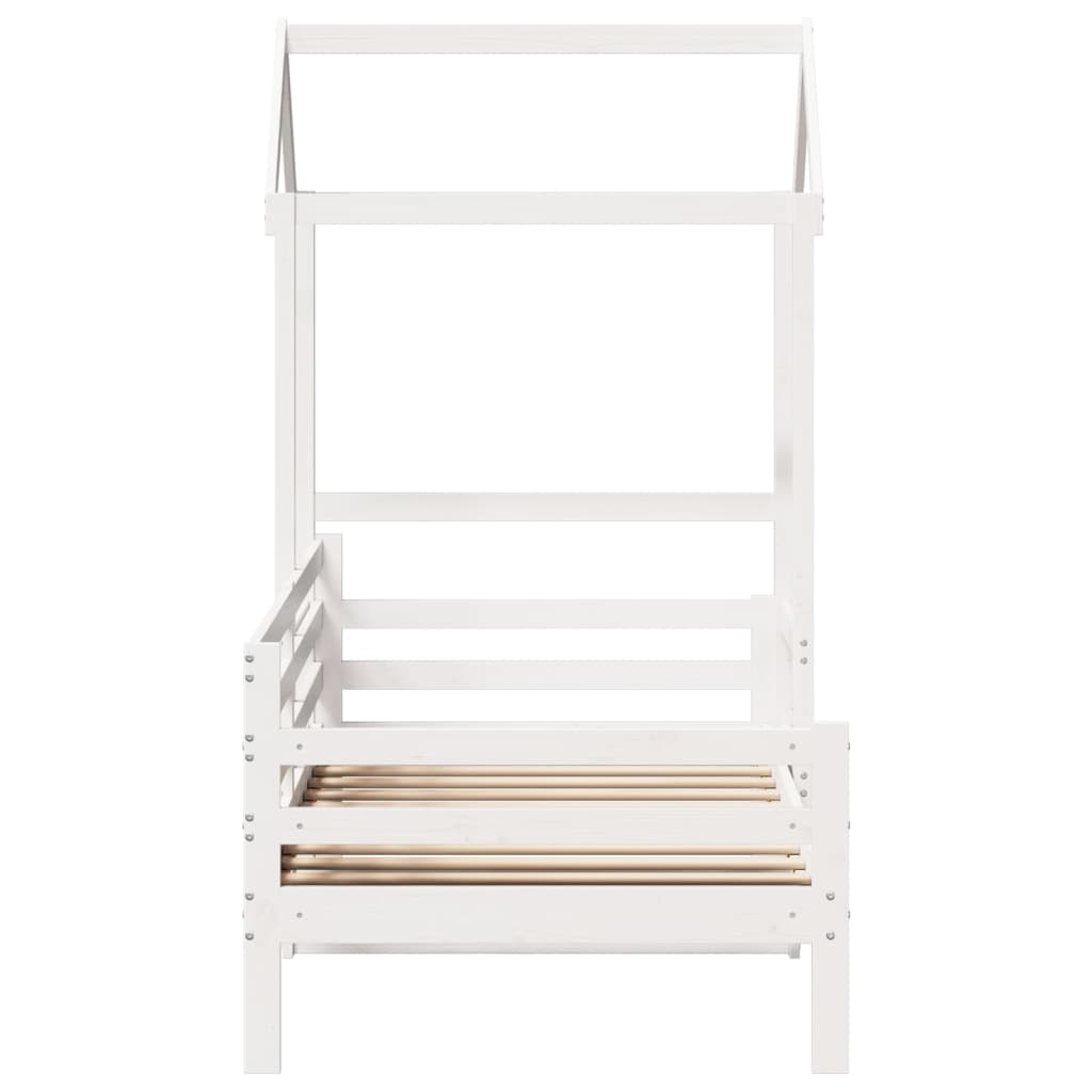 Dormeuse con Tetto 90x200 cm Bianco in Legno Massello di Pino