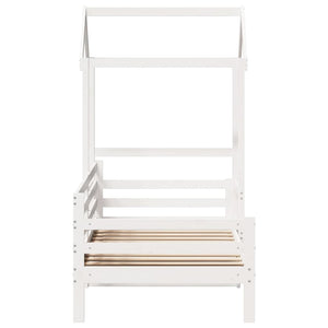 Dormeuse con Tetto 90x200 cm Bianco in Legno Massello di Pino