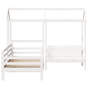 Set Dormeuse e Panca con Tetto Bianco 90x200cm Massello Pino 3282209