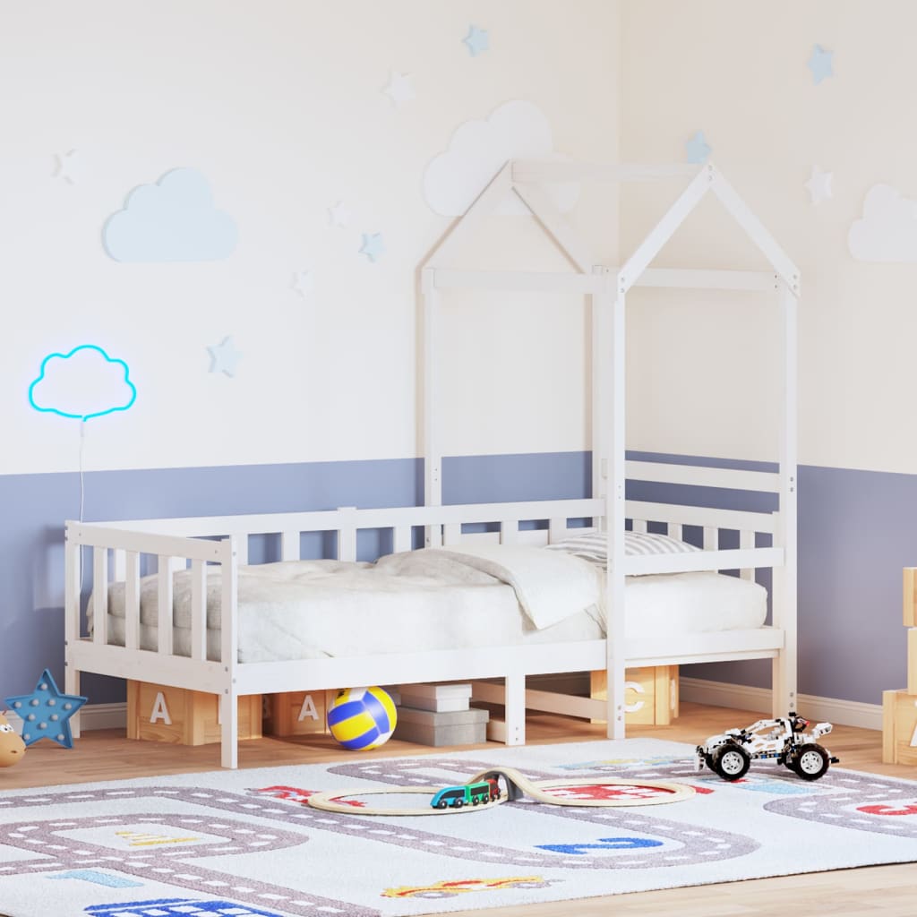 Dormeuse con Tetto 80x200 cm Bianco in Legno Massello di Pino