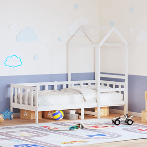 Dormeuse con Tetto 80x200 cm Bianco in Legno Massello di Pino