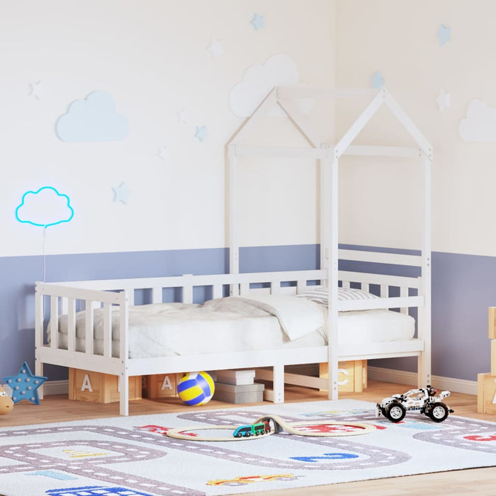 Dormeuse con Tetto 80x200 cm Bianco in Legno Massello di Pino