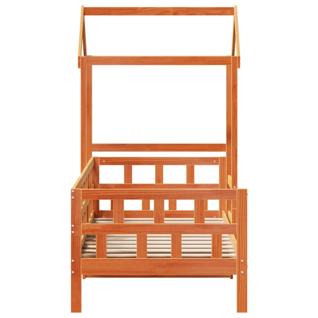 vidaXL Dormeuse con Tetto Marrone Cera 90x200 cm Legno Massello Pino