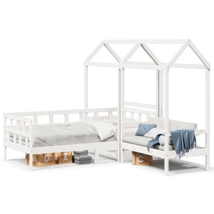Set Dormeuse con Tetto Bianco 80x200 cm Legno Massello di Pino