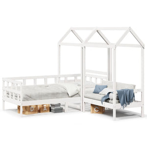 Set Dormeuse con Tetto Bianco 80x200 cm Legno Massello di Pino 3282247