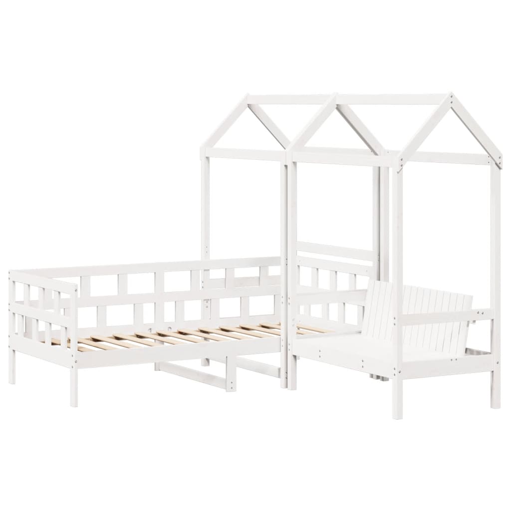 Set Dormeuse con Tetto Bianco 80x200 cm Legno Massello di Pino