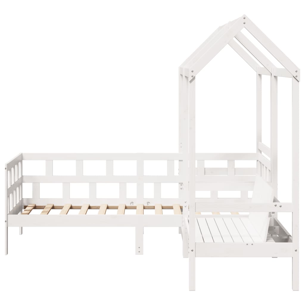 Set Dormeuse con Tetto Bianco 80x200 cm Legno Massello di Pino