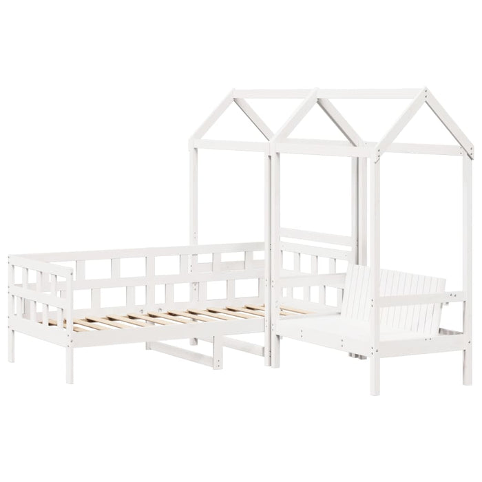 Set Dormeuse con Tetto Bianco 90x190 cm Legno Massello di Pino 3282250