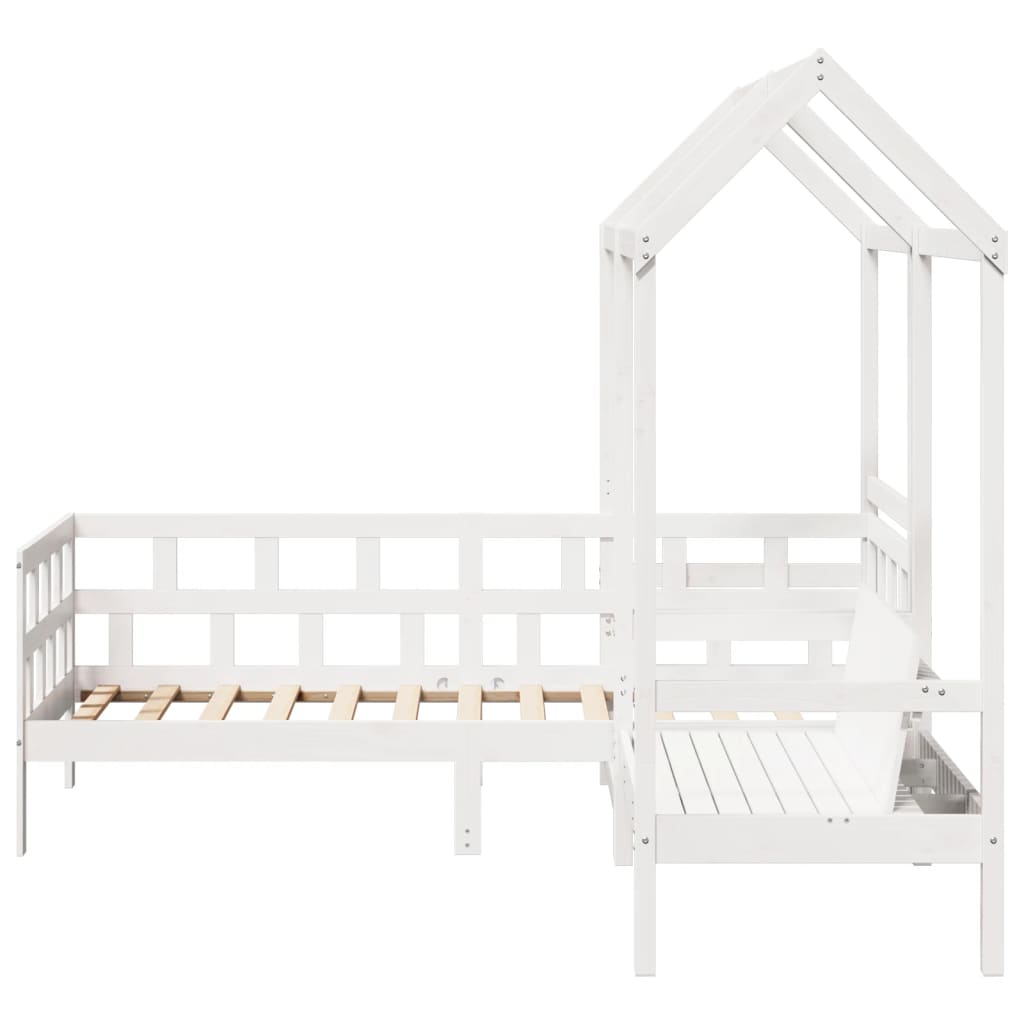 Set Dormeuse con Tetto Bianco 90x190 cm Legno Massello di Pino