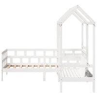 Set Dormeuse con Tetto Bianco 90x190 cm Legno Massello di Pino