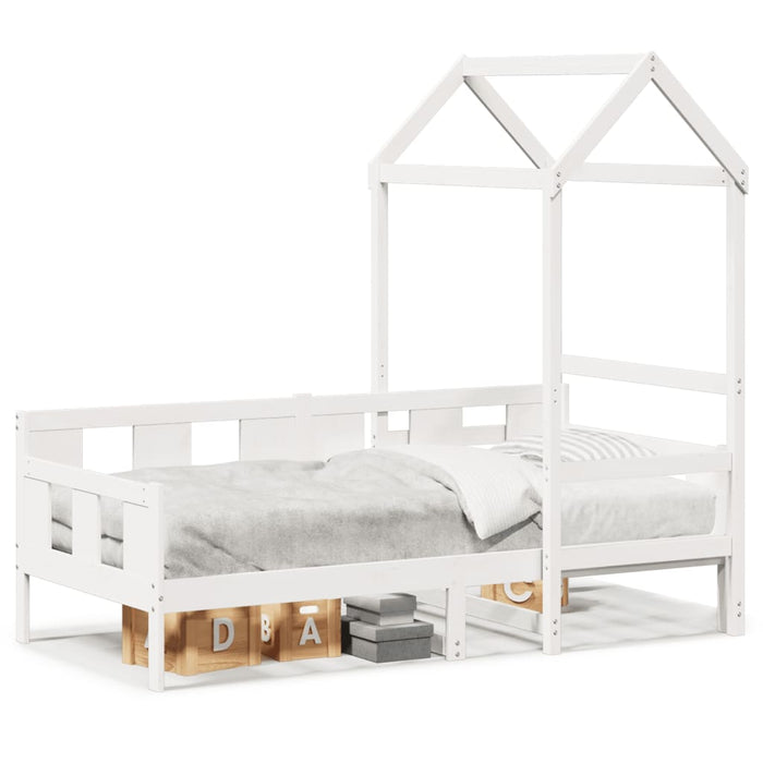 Dormeuse con Tetto 90x190 cm Bianco in Legno Massello di Pino 3282281