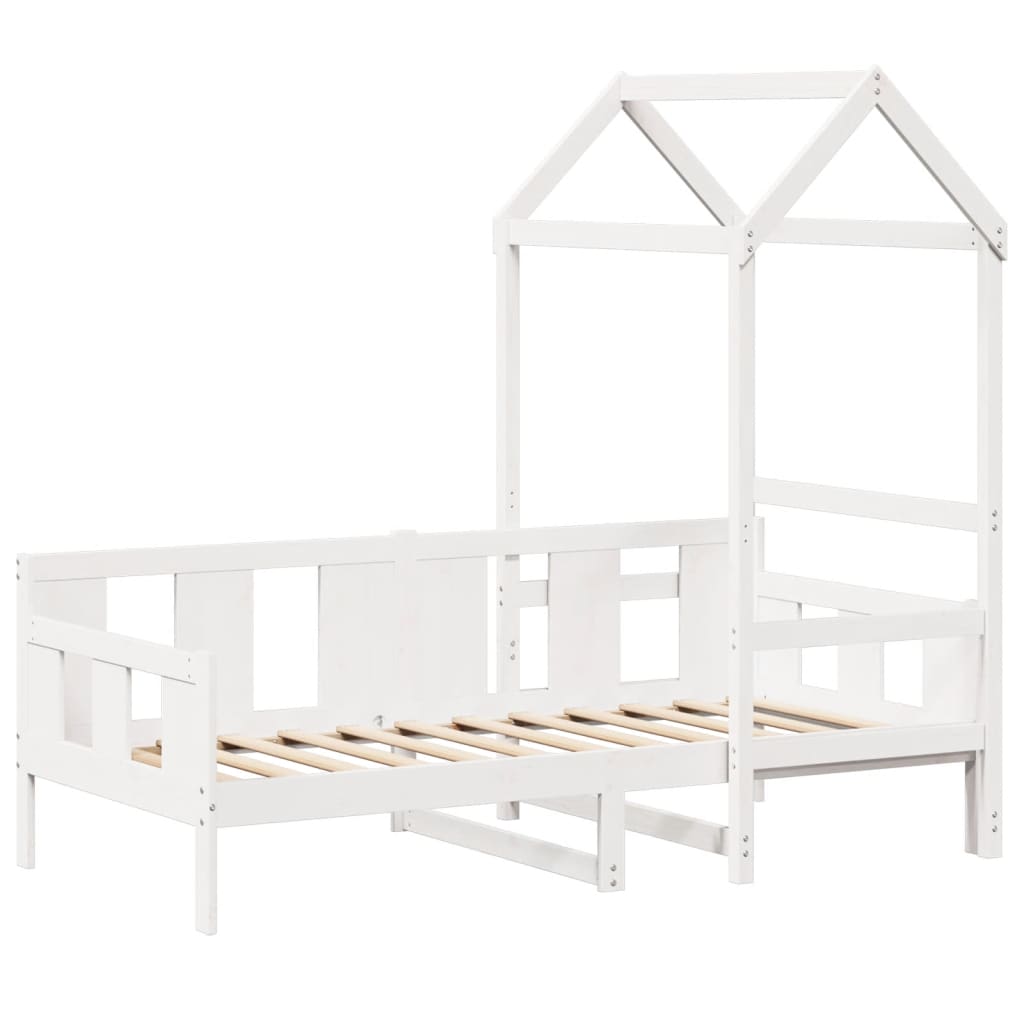 Dormeuse con Tetto 90x190 cm Bianco in Legno Massello di Pino 3282281