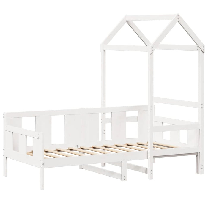 Dormeuse con Tetto 90x190 cm Bianco in Legno Massello di Pino 3282281