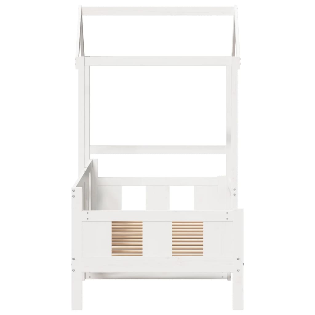 Dormeuse con Tetto 90x190 cm Bianco in Legno Massello di Pino 3282281