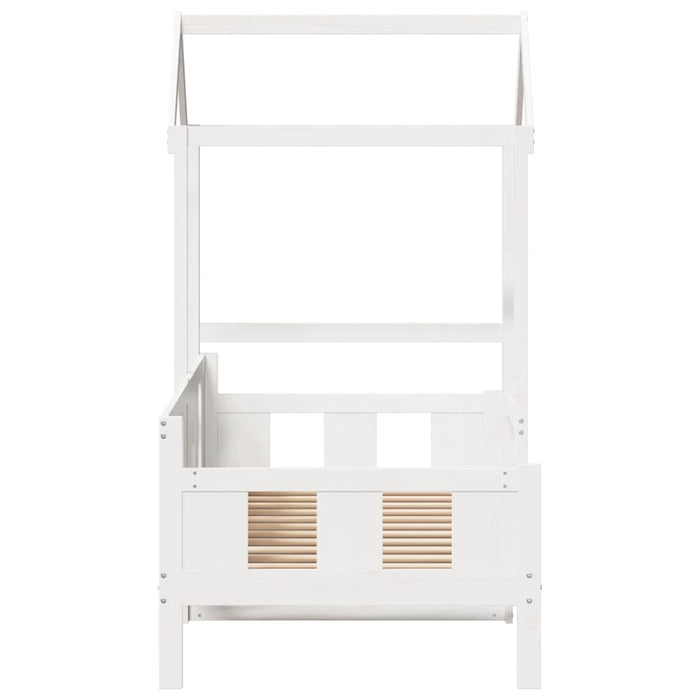 Dormeuse con Tetto 90x190 cm Bianco in Legno Massello di Pino 3282281