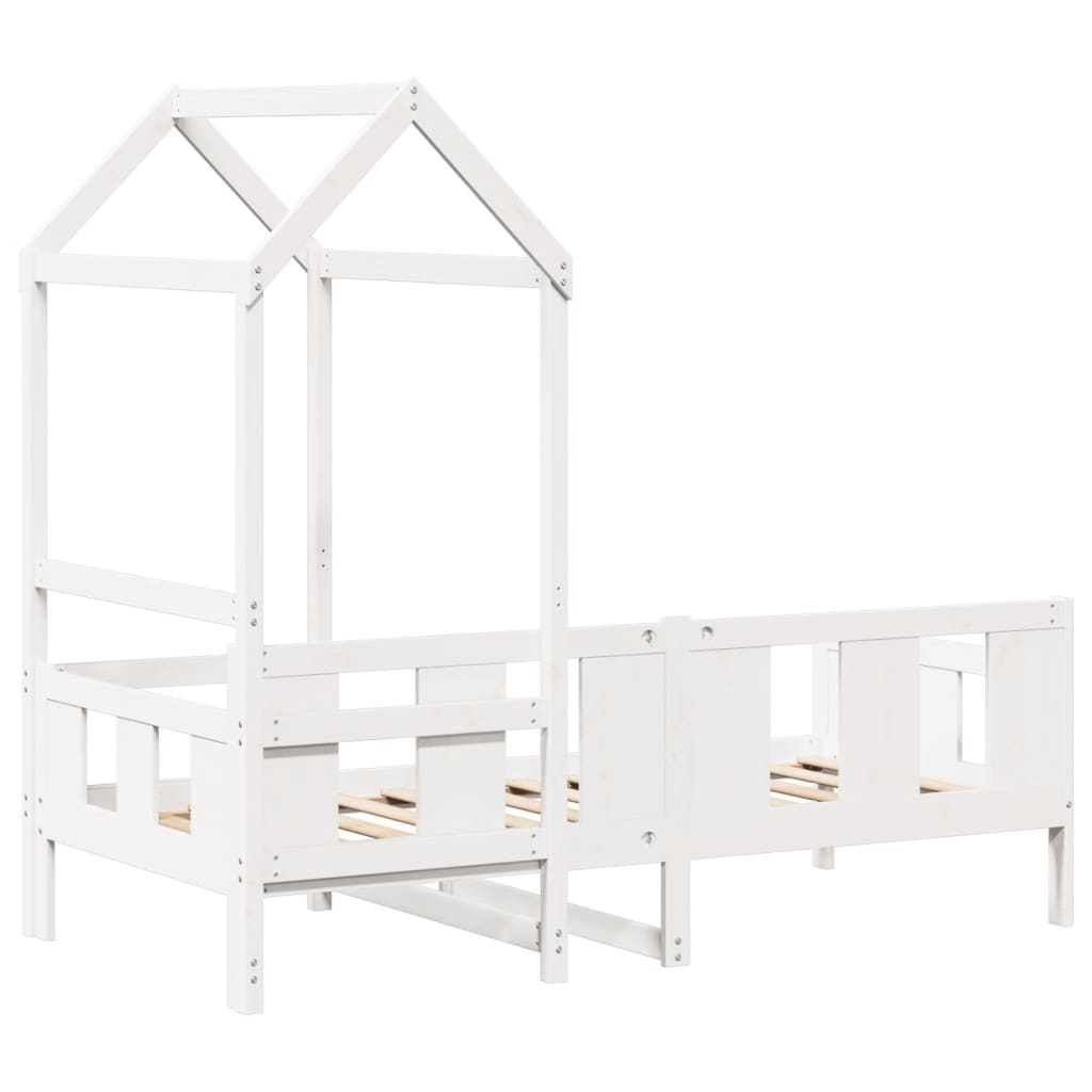 Dormeuse con Tetto 90x190 cm Bianco in Legno Massello di Pino 3282281