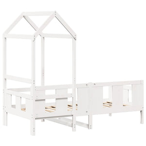 Dormeuse con Tetto 90x190 cm Bianco in Legno Massello di Pino 3282281